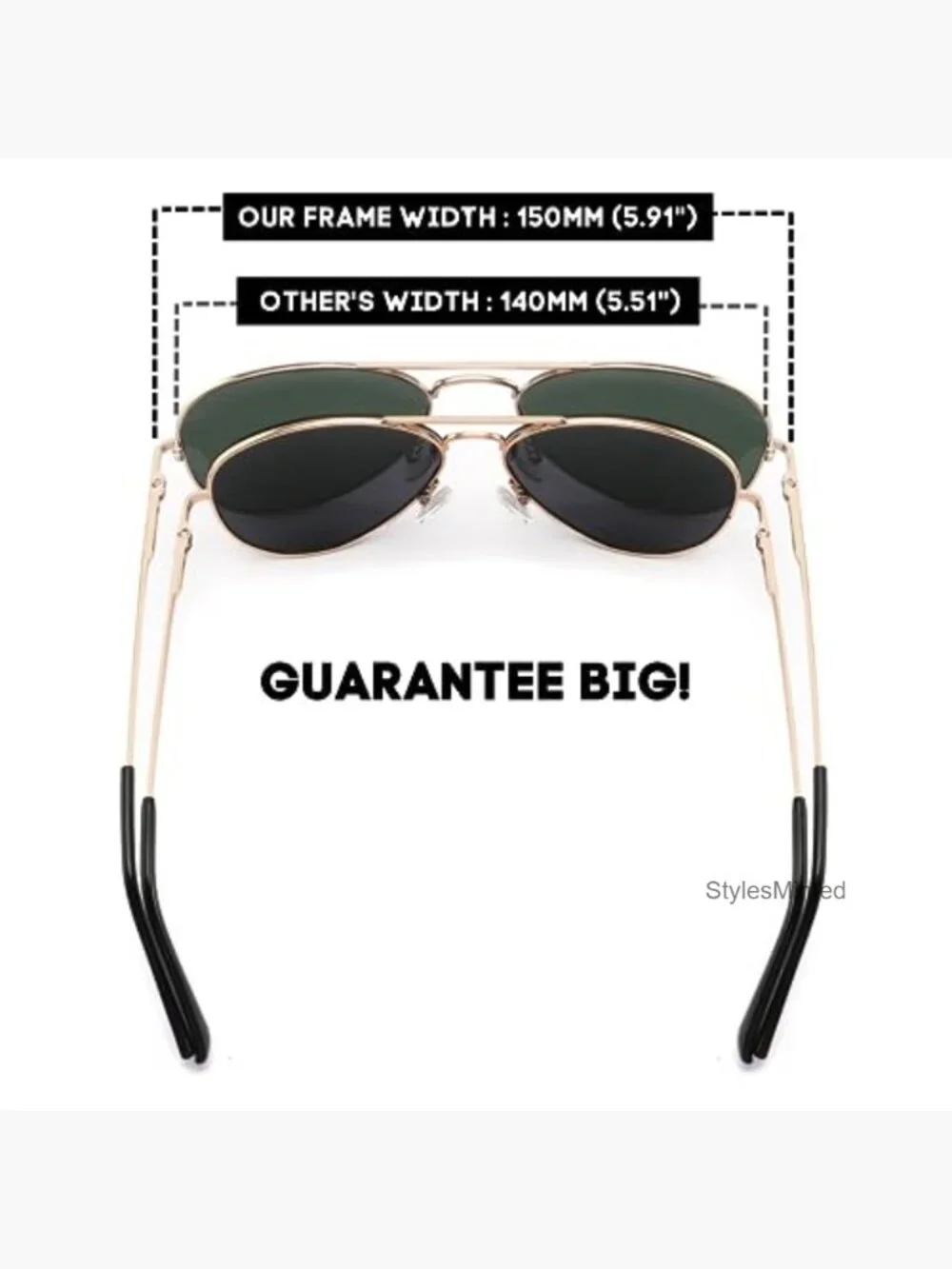 Extra Large Aviator Sunglasses for Men Stainless Steel Polarized UV400